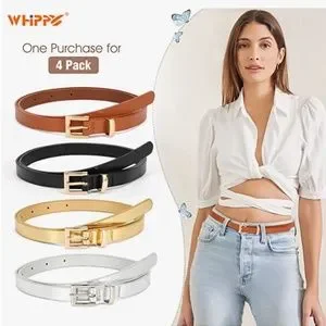 Boutique | Accessories | Set Of 4women Skinny Leather Belt 